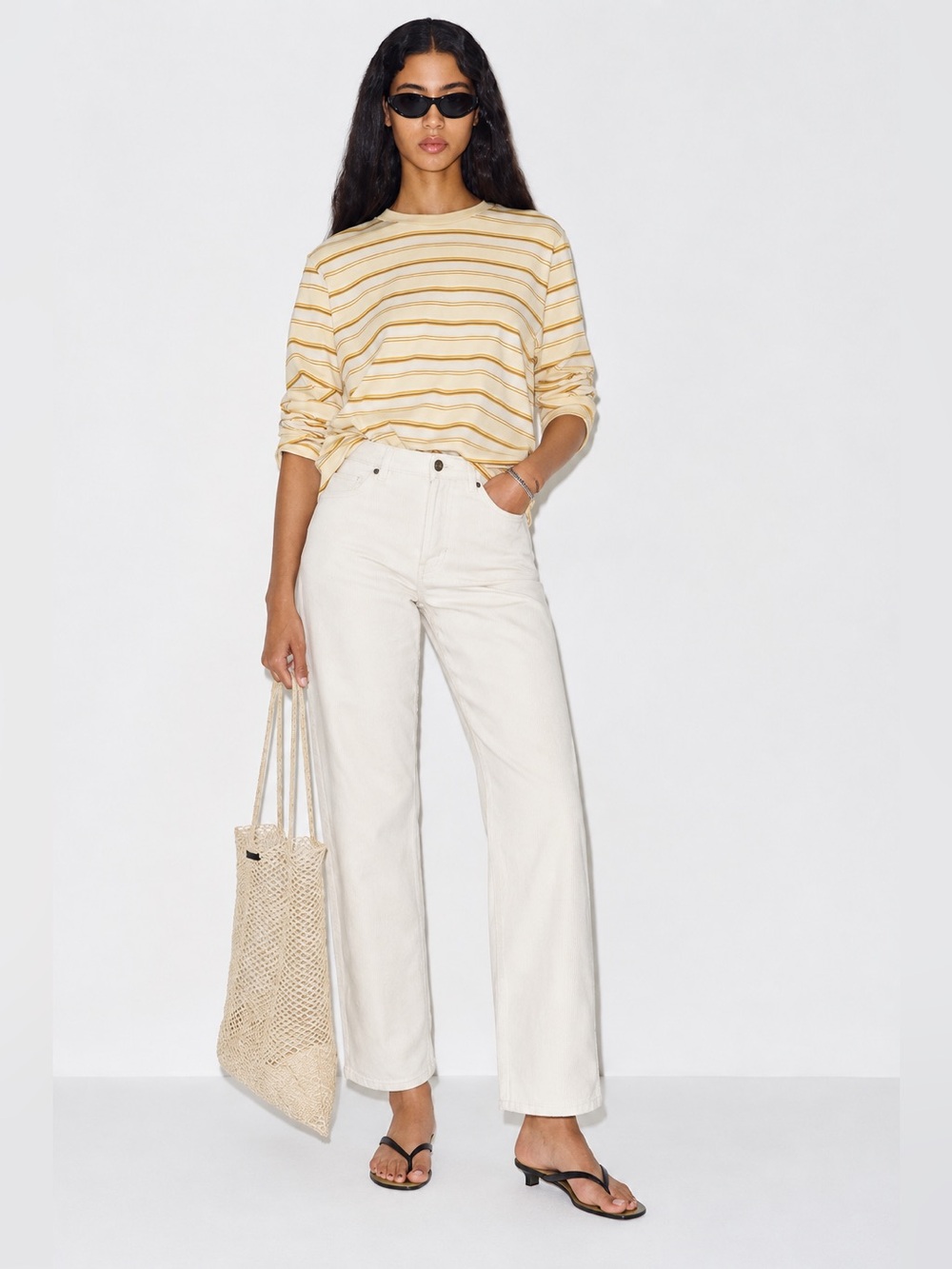 Lissette Montreal High-Rise Wide Leg cords in Off-White